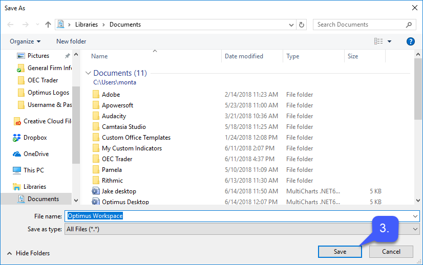 How do I save my Workspace on MultiCharts?